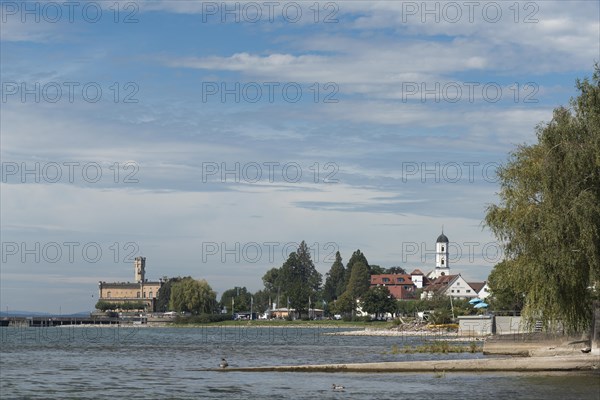 Langenargen on Lake Constance, Montfort Castle, Moorish architectural style, tower, peninsula,
