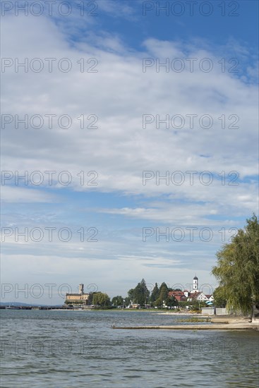 Langenargen on Lake Constance, Montfort Castle, Moorish architectural style, tower, peninsula,