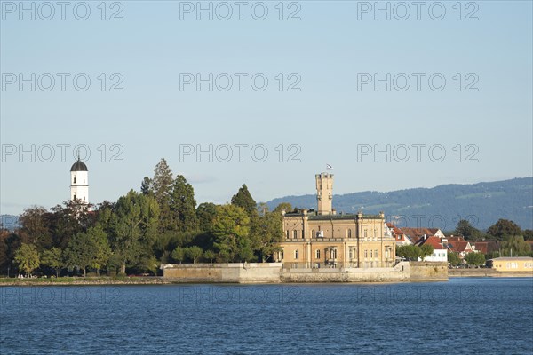 Langenargen on Lake Constance, Montfort Castle, Moorish architectural style, tower, peninsula, St