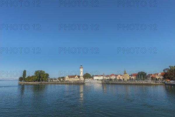 Lindau on Lake Constance, cityscape, panorama, entrance to the harbour, new lighthouse, man tower,