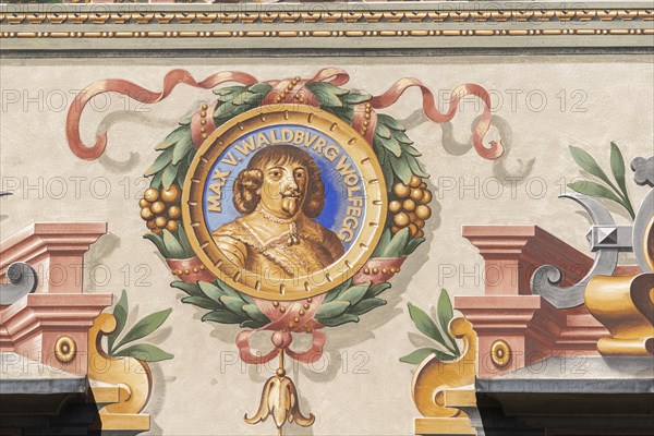 Lindau on Lake Constance, Town Hall, Renaissance style, Wall painting, portrait, Inscription, Max V