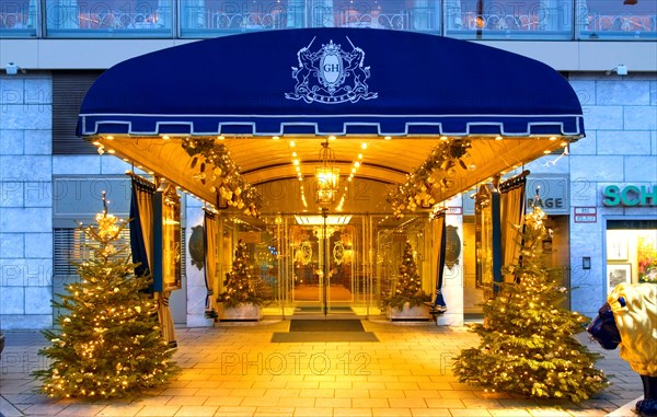 Entrance to the old Hotel Königshof on Stachus now replaced by a modern luxury hotel building with