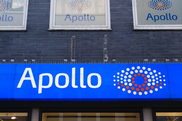 Apollo, optician's shop, facade with sign and logo, Wuppertal, North Rhine-Westphalia, Germany,
