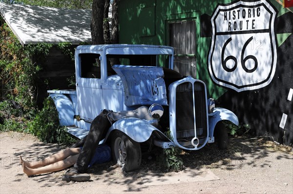 Western town in Seligman on historic Route 66 in the Wild West. Seligman, Arizona, USA, North