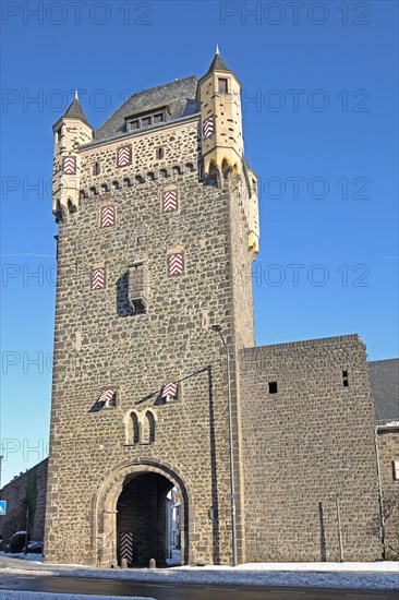 Historic upper gate, town gate, defence defence tower, Mayen, Vulkaneifel, Eifel,