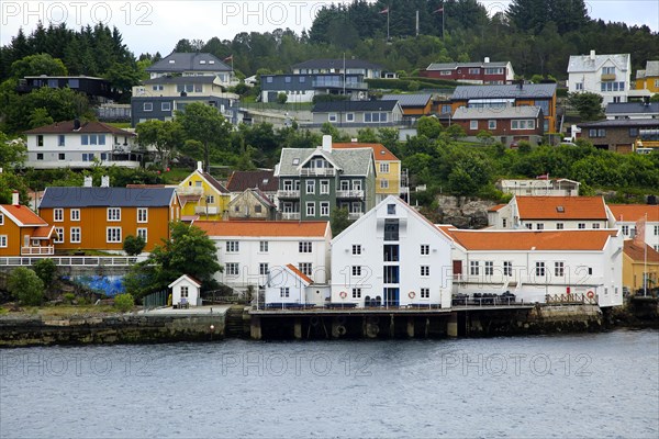 Traditional houses in coastal town of Kristiansund, Romsdal county, Norway, Europe