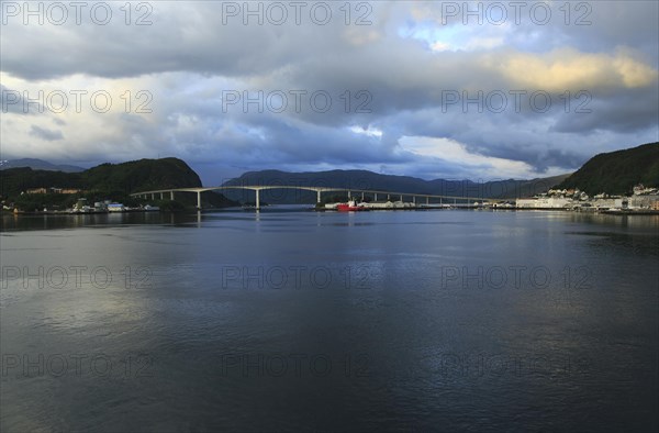 Large concrete road bridge, Nordsund Bridge, Kristiansund, Romsdal county, Norway, Europe
