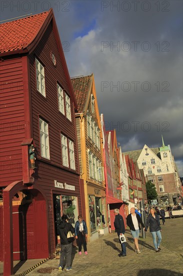 Historic Hanseatic League wooden buildings Bryggen area, Bergen, Norway UNESCO World Cultural