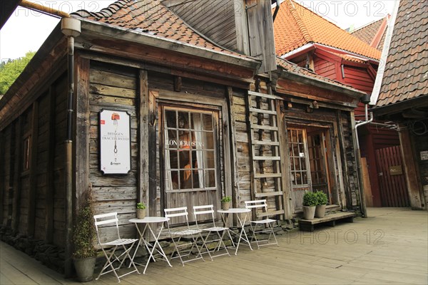 Historic Hanseatic League wooden buildings Bryggen area, Bergen, Norway UNESCO World Cultural
