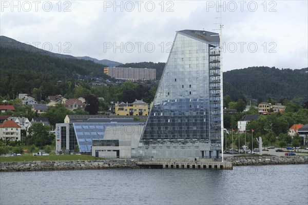 Modern architecture sixteen storey Rica Seilet Hotel, Molde, Romsdal county, Norway built 2002