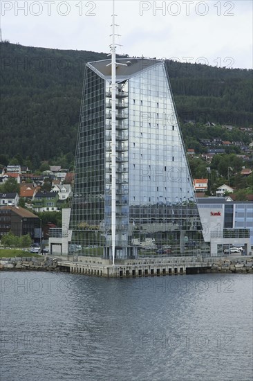 Modern architecture sixteen storey Rica Seilet Hotel, Molde, Romsdal county, Norway built 2002