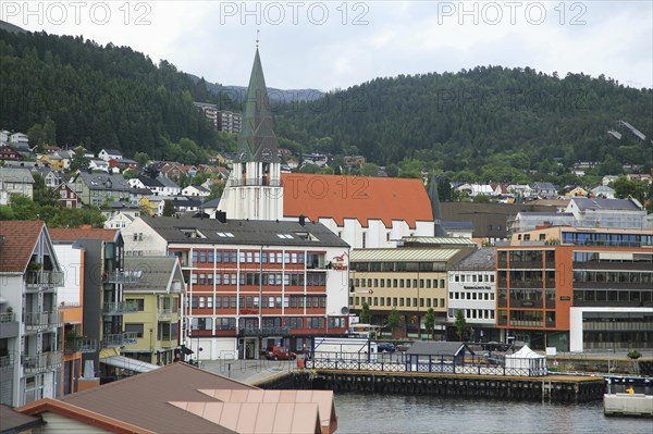 View of buildings in city centre Molde, Romsdal county, Norway, Europe