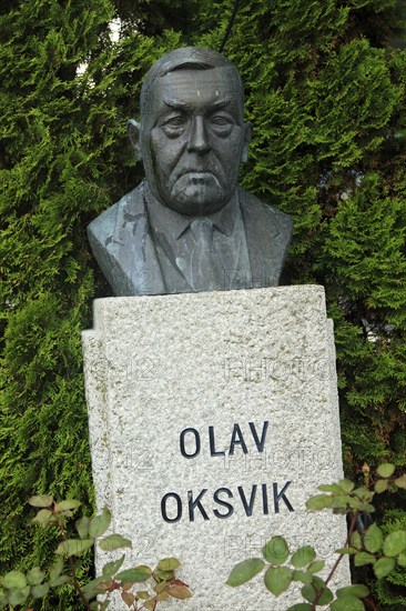 Bust of Norwegian politician Olav Oksvik, Molde, Romsdal county, Norway, Europe