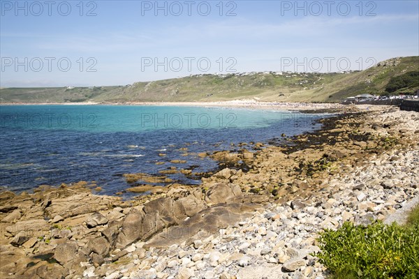 Coastal scenery rocky foreshore, Sennan Cove, Land's End, Cornwall, England, UK