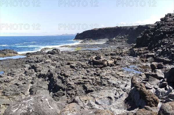 Atlantic coast in south west corner, Los Charcones, Caleta Negra bay, near Playa Blanca, Lanzarote,