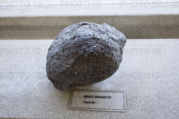 Ankaramite basalt rock sample geology display, Casa de los Volcanes volcanic study centre,