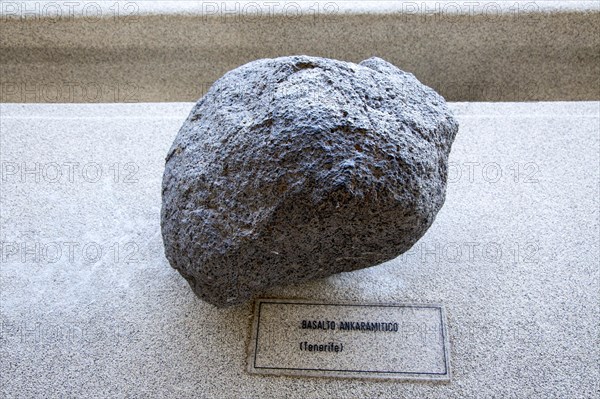 Ankaramite basalt rock sample geology display, Casa de los Volcanes volcanic study centre,