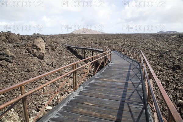 Walkway over lava field, Timanfaya Volcano Interpretation and Visitors' Centre, Lanzarote, Canary