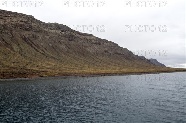 Steep gullied cliffs near Punta Fariones, Chinijo Archipelago, Orzola, Lanzarote, Canary Islands,