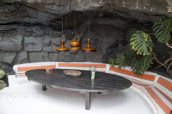 Room in volcanic lava bubble Fundación César Manrique, Taro de Tahíche, Lanzarote, Canary islands,