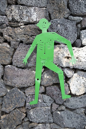 Male figure toilet sign, Fundación César Manrique, Taro de Tahíche, Lanzarote, Canary islands,