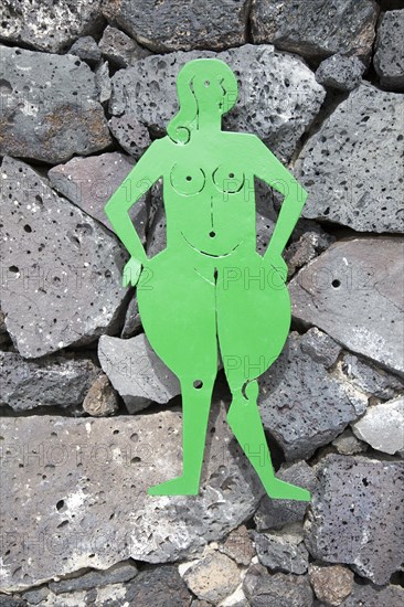 Female toilet sign, Fundación César Manrique, Taro de Tahíche, Lanzarote, Canary islands, Spain,