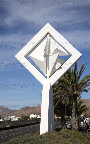 Wind sculpture outside Fundación César Manrique, Taro de Tahíche, Lanzarote, Canary islands, Spain,