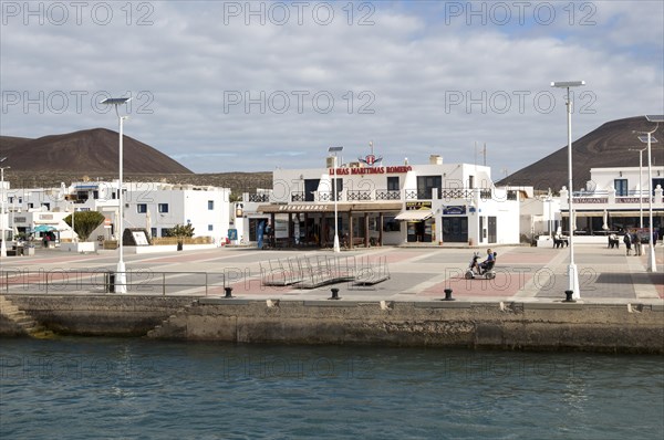 Lineas Maritima Romero ferry ticket booking office, Caleta de Sebo village, La Isla Graciosa,