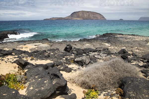 Montana Clara island nature reserve from Graciosa island, Lanzarote, Canary Islands, Spain, Europe