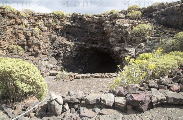 Cueva de Los Verdes, cave tourist attraction in lava pipe tunnel, Lanzarote, Canary Islands, Spain,