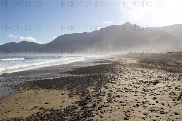 Atlantic Ocean coast beach and waves, Caleta de Famara, Lanzarote, Canary islands, Spain, Europe