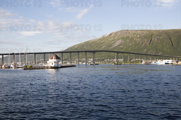 Tromso Bridge, cantilever road bridge in the city of Tromso, Norway, Europe