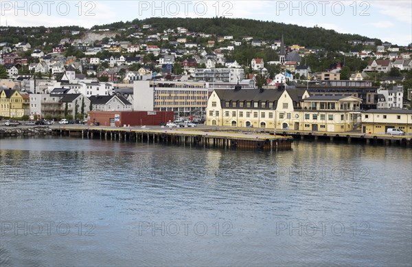 Port and town of Harstad, Hinnoya island, Troms county, Norway, Europe
