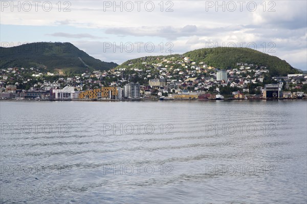 Port and town of Harstad, Hinnoya island, Troms county, Norway, Europe