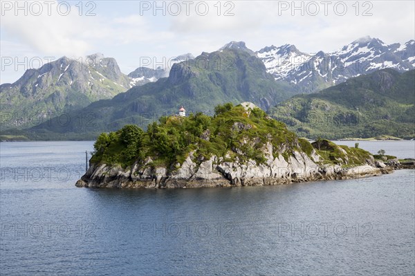 Small island, a roche moutonnee glacial landform, southern coast of Hinnoya Island, Nordland,