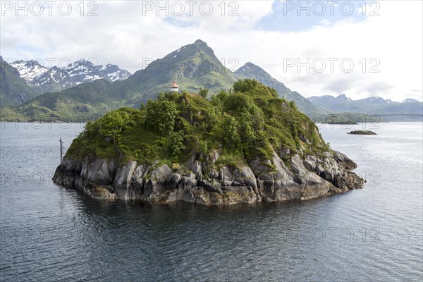 Small island, a roche moutonnee glacial landform, southern coast of Hinnoya Island, Nordland,