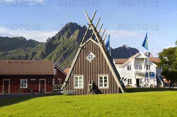 Traditional building style at Scandic Hotel, Svolvaer, Lofoten Islands, Nordland, Norway, Europe