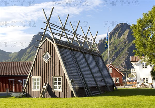 Traditional building style at Scandic Hotel, Svolvaer, Lofoten Islands, Nordland, Norway, Europe