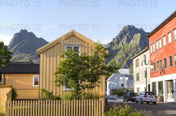 Traditional architecture wooden house, Svolvaer, Lofoten Islands, Nordland, Norway, Europe