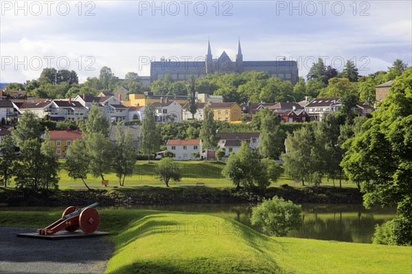 View over River Nidelva towards Norwegian University of Science and Technology, Trondheim, Norway,