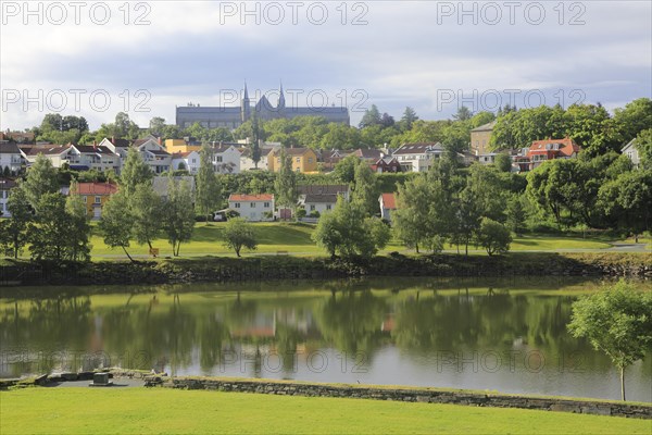View over River Nidelva towards Norwegian University of Science and Technology, Trondheim, Norway,
