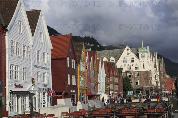 Historic Hanseatic League wooden buildings Bryggen area, Bergen, Norway UNESCO World Cultural