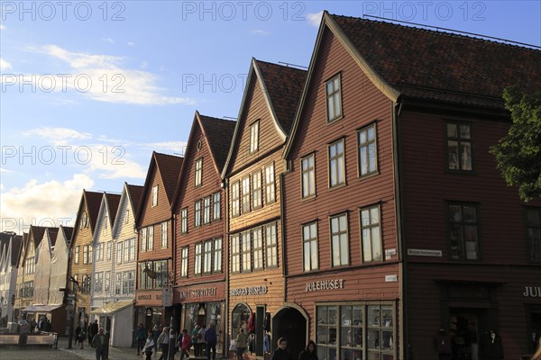 Historic Hanseatic League wooden buildings Bryggen area, Bergen, Norway UNESCO World Cultural