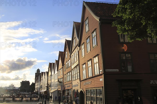 Historic Hanseatic League wooden buildings Bryggen area, Bergen, Norway UNESCO World Cultural