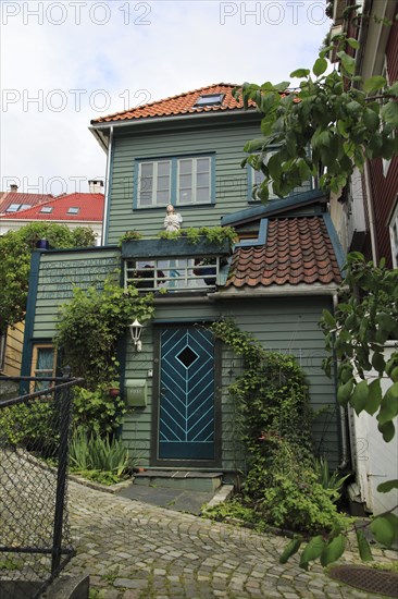 Historic wooden houses in Nostet area of city centre, Bergen, Norway, Europe