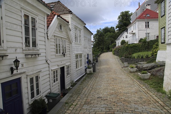 Historic wooden houses in Nostet area of city centre, Bergen, Norway, Europe