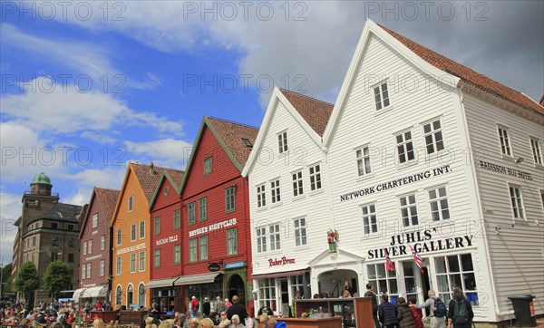 Historic Hanseatic League wooden buildings Bryggen area, Bergen, Norway UNESCO World Cultural