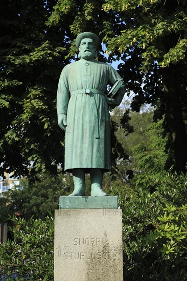 Snorri Sturluson, Icelandic historian, poet, and politician, statue in city of Bergen, Norway lived