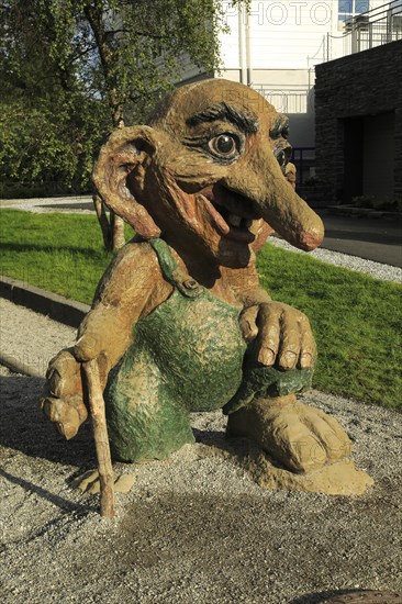 Troll figure in children's playground on Mount Floyen, city of Bergen, Norway, Europe