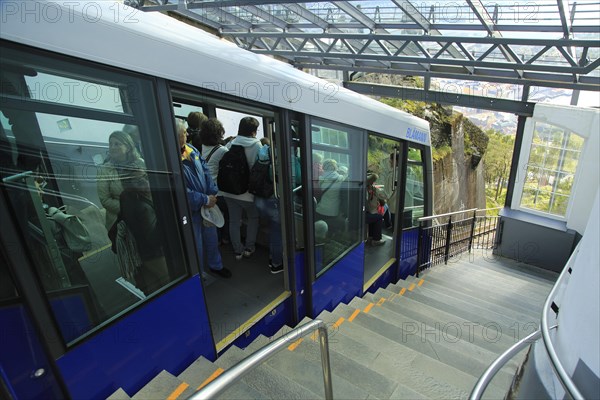 Floibanen funicular railway train carriage, Bergen, Norway, Europe